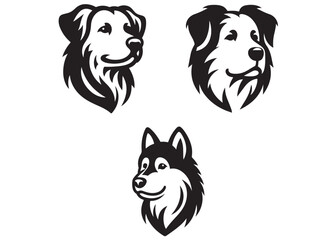 Dog head logo vector illustration design, Vector silhouette of a dog head Illustration, black and white dog head Silhouette,  dog logo icon template vector illustration