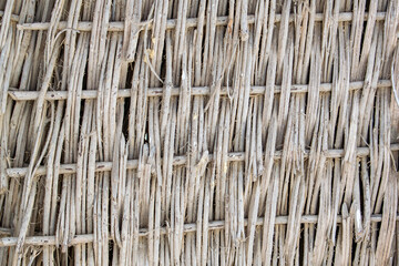 old wooden straw wicker vertical basket wall