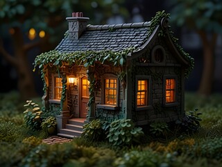 Fototapeta premium Front view of a charming miniature house,