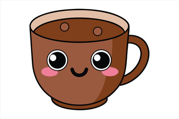 Kawaii hot chocolate mug art vector