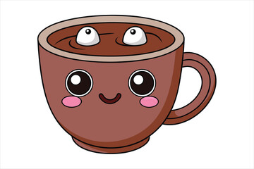 Kawaii hot chocolate mug art vector