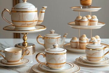 Fototapeta premium Beautiful cup of tea in dinning table 
