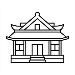 Korea house in black fill flat line art vector