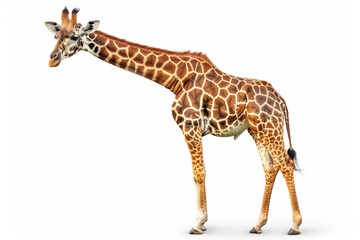 Obraz premium Reticulated giraffe standing on white background