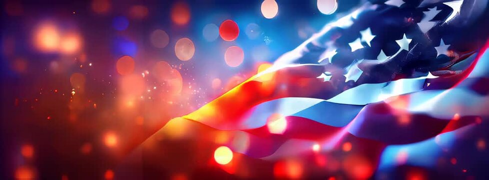 American Flag with Bokeh Lights