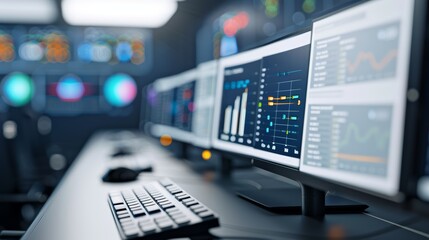 A smart city control center, monitoring energy usage and green technology systems