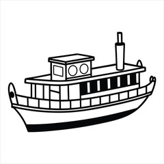 Fototapeta premium Paint this charming paddle boat with your favorite shades line art vector