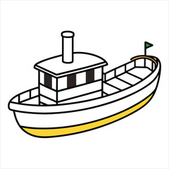 Paint this charming paddle boat with your favorite shades line art vector