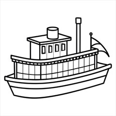 Obraz premium Paint this charming paddle boat with your favorite shades line art vector