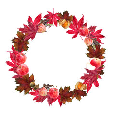A beautifully crafted Autumn Leaf Wreath featuring Acorns along with vibrant Berries