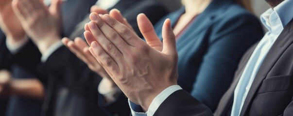 Business people applauding at a formal event.