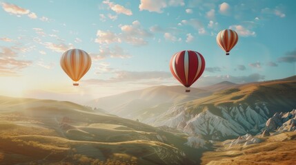 Fototapeta premium Hot Air Balloons Soaring Over Majestic Landscape