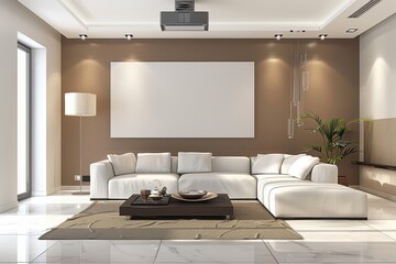 Modern minimalist living room with blank canvas offering design opportunity