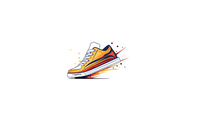 lines art abstract color shoes sneakers logo design vector icon symbol illustration on white background