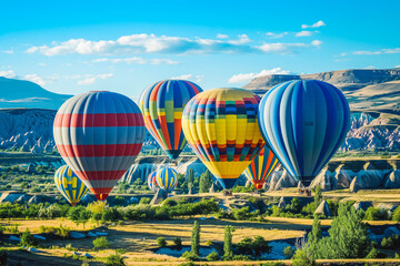 Fototapeta premium The colorful hot air balloons over Cappadocia, Turkey.