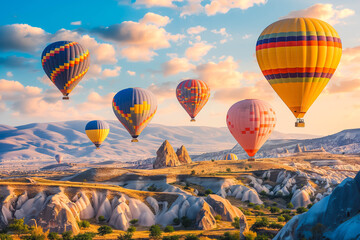 Naklejka premium The colorful hot air balloons over Cappadocia, Turkey.