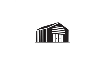 warehouse or shed or storage logo design black simple flat icon on white background