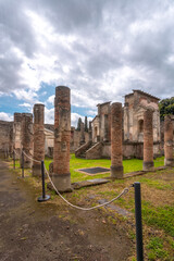 Pompeii, Naples / Italy - 04.26.2024 : Famous ancient city of Pompeii near Naples. Paths and ruins in ancient Pompeii, Campania, Italy
