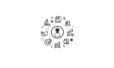 E-commerce and shopping line logo design black simple flat icon on white background