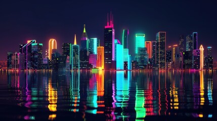Neon Cityscape by the Water