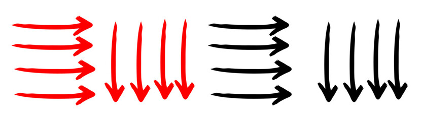 Red and black  arrow marks, hand draw © Chandrasiri