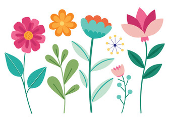 floral flowers minimal isolated flat vector pro collection illustration on white background.