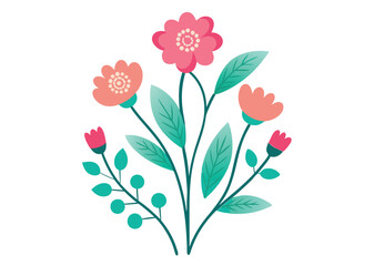 floral flowers minimal isolated flat vector pro collection illustration on white background.