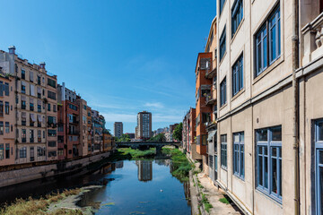Fototapeta premium View on city from the bridge, Girona, Spain