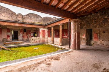 Pompeii, Naples / Italy - 04.26.2024 : Famous ancient city of Pompeii near Naples. Paths and ruins...