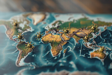 Image of the coronavirus molecule or a global map highlighting affected areas.