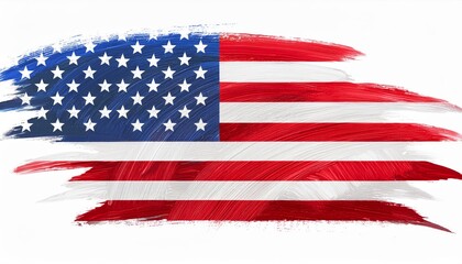 Obraz premium Stars and stripes of america, national flag ink textured illustration