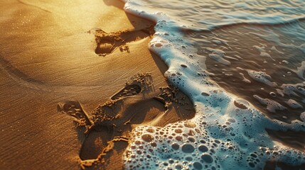 Traces of Memories A close-up shot of footprints etched in the sandy beach, showcasing memories and wanderlust , beach