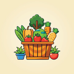 Fresh Basket Vegetables for Healthy.