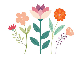 floral flowers minimal isolated flat vector pro collection illustration on white background.