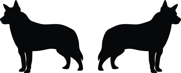 Dog silhouette vector art illustration. Black silhouette vector design.