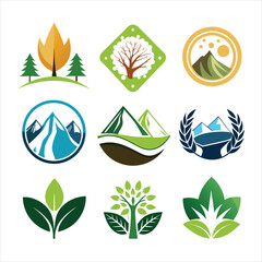 Simple Nature logo templates collection isolated  art vector