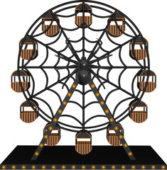 3d halloween ferris wheel front view
