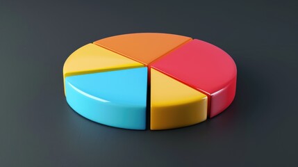 colorful three-dimensional minimalist pie chart.