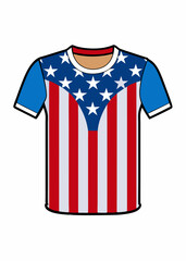 USA Sports Jersey Vector Template - Round Neck Raglan T-Shirt Design for Cricket, Soccer, Volleyball, Rugby - American Theme Front and Back View