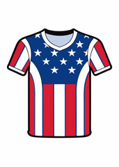 USA Sports Jersey Vector Template - Round Neck Raglan T-Shirt Design for Cricket, Soccer, Volleyball, Rugby - American Theme Front and Back View