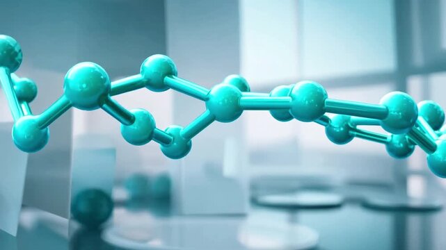 animation of polymer molecular structure in a professional setting for academic and industrial presentations. Detailed polymer network animation for educational videos, research, education