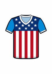 USA Sports Jersey Vector Template - Round Neck Raglan T-Shirt Design for Cricket, Soccer, Volleyball, Rugby - American Theme Front and Back View