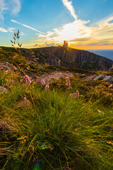 Śnieżne Kotły latem o zachodzie słońca- Karkonosze, Piechowice, Szklarska Poręba