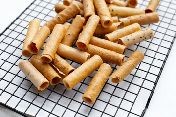 Thai snack, crispy coconut rolls