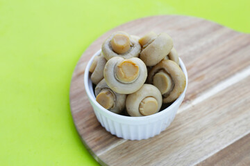 Champignon mushrooms in brine. Canned champignon mushrooms whole