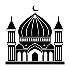 The best green mosque dome islamic ramadan black vector