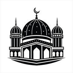 The best green mosque dome islamic ramadan black vector