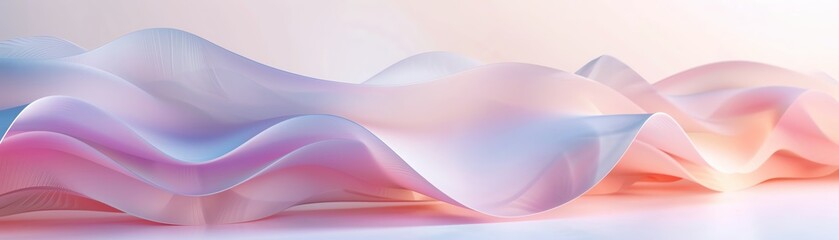 A soft abstract wave pattern in pastel colors, creating a serene and calming visual atmosphere.