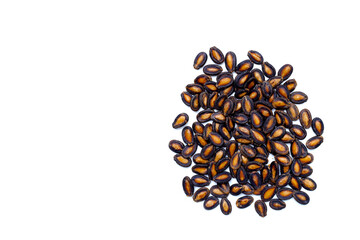 Roasted watermelon seeds on white background.