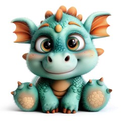 3D Rendering Of A Cute Fantasy Dragon, Isolated On A White Background
